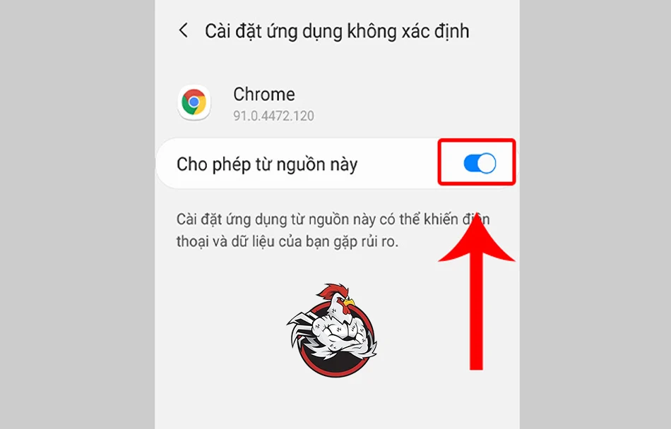 Cho phép cài đặt ứng dụng từ nguồn không xác định